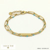 bracelet double-rang plaque rectangle acier inoxydable femme 0221014