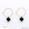 BOUCLES D'OREILLE CRÉOLE TRÈFLE PIERRE ACIER INOXYDABLE FEMME 0321045 noir BOUCLES D'OREILLE CRÉOLE TRÈFLE PIERRE ACIER INOXYDABLE FEMME 0321045 noir