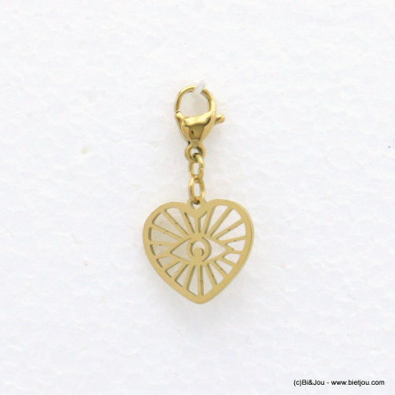 charm breloque coeur oeil porte-bonheur acier inoxydable 0621006
