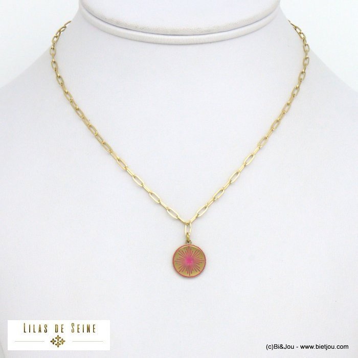 collier pendentif étoile émail coloré acier inoxydable femme 0121049