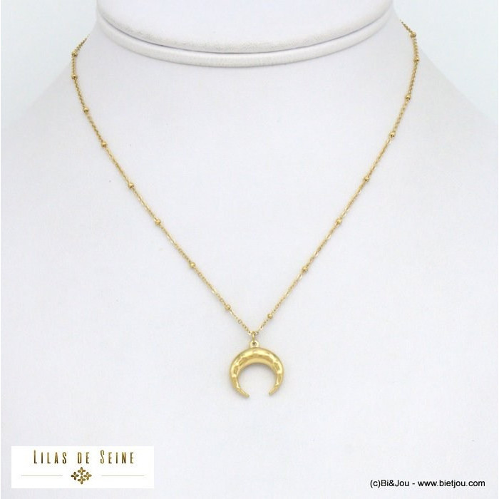 collier pendentif demi-lune acier inoxydable femme 0121111