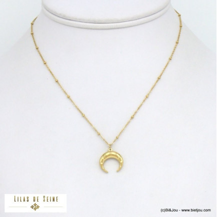 collier pendentif demi-lune acier inoxydable femme 0121111