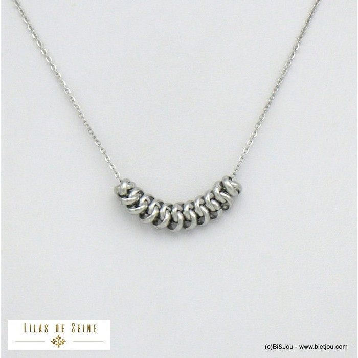 collier style contemporain acier inoxydable femme 0121055 argenté