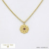 collier pendentif fleur cabochon pierre acier inoxydable femme 0121509 collier pendentif fleur cabochon pierre acier inoxydable femme 0121509