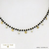 collier cristal imitation perle sequins acier inoxydable femme 0121521 noir