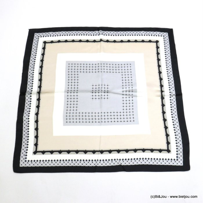 carré satin touché soie imprimé octogonal géométrique polyester femme 0721527