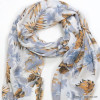foulard imprimé floral fleur feuille polyester femme 0721503 bleu foncé