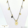 collier étoile pierre cordon tressé coton pampille acier inoxydable femme 0121561 noir collier étoile pierre cordon tressé coton pampille acier inoxydable femme 0121561 noir