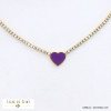 collier ras de cou strass coeur émail acier inoxydable femme 0121555 violet