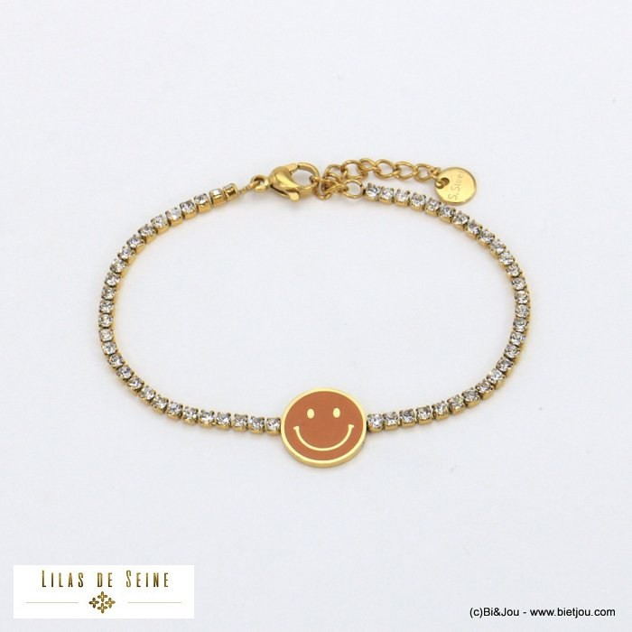 bracelet strass smiley émail acier inoxydable femme 0221553