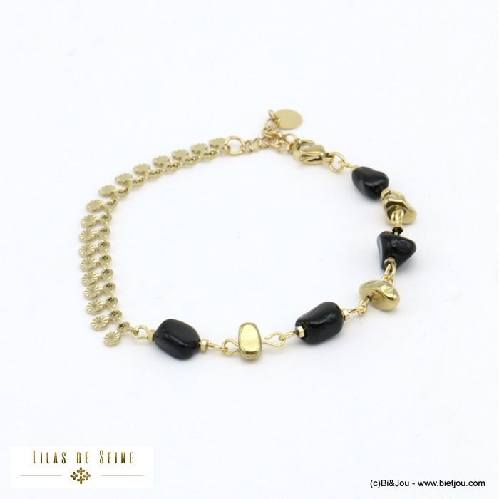 bracelet chaîne pierre naturelle acier inoxydable femme 0221559