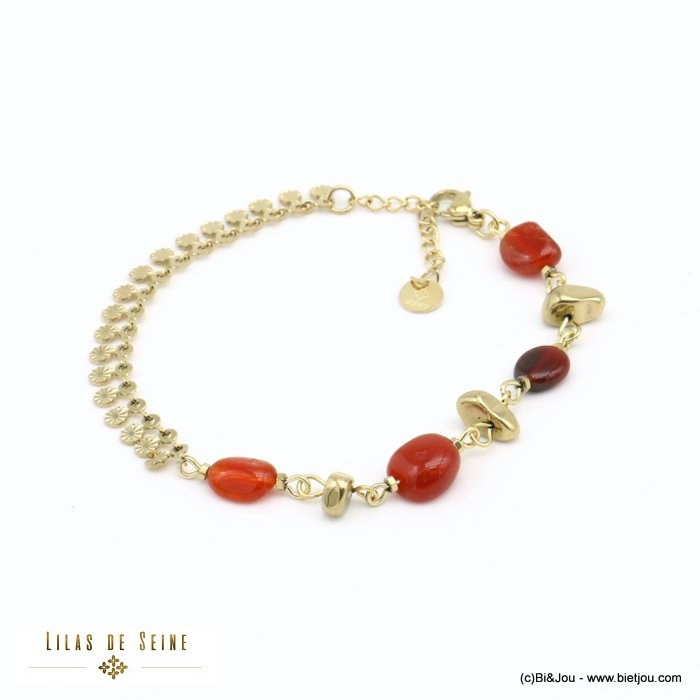 bracelet chaîne pierre naturelle acier inoxydable femme 0221559