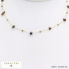 collier éclats billes pierre naturelle acier inoxydable femme 0121582 marron collier éclats billes pierre naturelle acier inoxydable femme 0121582 marron