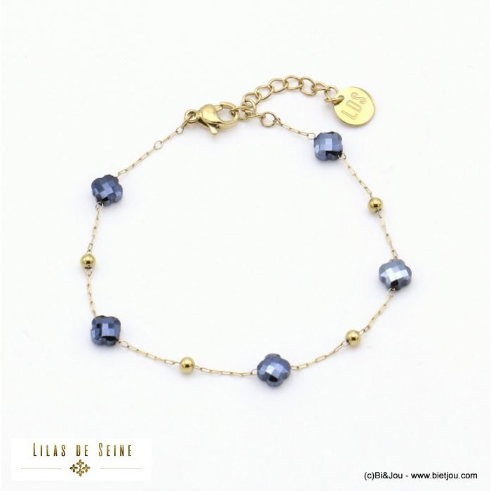 bracelet trèfle cristal acier inoxydable femme 0221598
