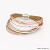 bracelet multi-brins cuir aimanté tubes métal femme 0218030