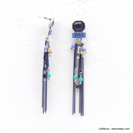 boucles d'oreille pendantes gypsy chaînettes métal perles de rocaille femme 0316663