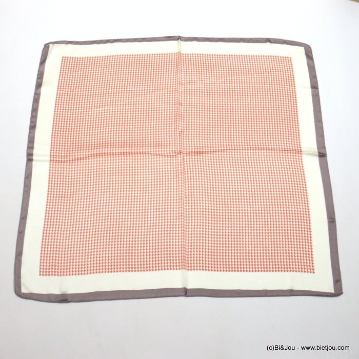 carré satin motif pied-de-poule touché soie polyester femme 0722003
