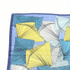 carré satin motif éventails touché soie polyester femme 0722005 bleu