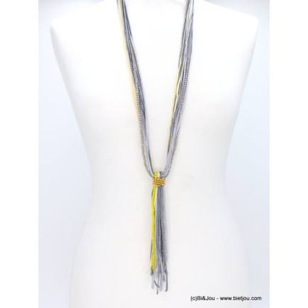 sautoir multi-brins cordons polyester cristal femme 0118084 jaune