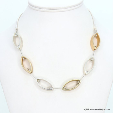 collier contemporain amandes stylisées métal bicolore femme 0118258