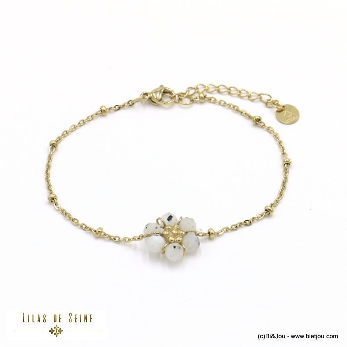 bracelet acier inoxydable fleur pierre femme 0222045 bracelet acier inoxydable fleur pierre femme 0222045