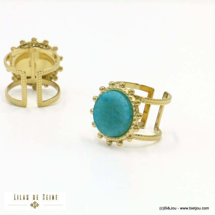bague large acier inoxydable rococo cabochon pierre femme 0422030 bague large acier inoxydable rococo cabochon pierre femme 0422030