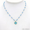 collier acier inoxydable trèfle émail chaîne cristal femme 0122049 bleu