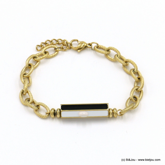 bracelet acier inoxydable tube chaîne grosse maille forçat femme 0222054