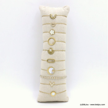 ensemble de 10 bracelets demi-soleil étoile coeur fleur nacre acier inoxydable femme 0222059