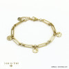 bracelet acier inoxydable breloque pampille ronde martelée chaîne maille rectangle femme 0222046