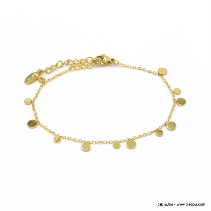 bracelet acier inoxydable minimaliste breloque pampille ronde femme 0222083 bracelet acier inoxydable minimaliste breloque pampille ronde femme 0222083