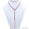collier Y minimaliste chaîne maille serpent métal bicolore cristal femme 0122089
