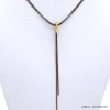 collier Y minimaliste chaîne maille serpent métal bicolore cristal femme 0122089 cognac