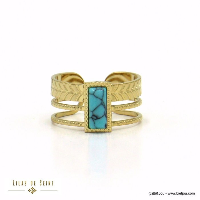 bague large acier inoxydable chevrons cabochon rectangle pierre femme 0422035 bague large acier inoxydable chevrons cabochon rectangle pierre femme 0422035