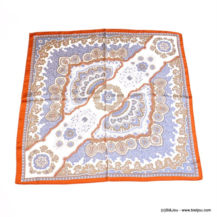 carré satin motif oriental cachemire touché soie polyester femme 0722009 multi