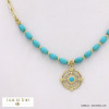 collier acier inoxydable soleil ajouré olives pierre femme 0122058 bleu turquoise