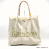 cabas porté épaule coton message tricotin cousu "Rainbow" anses cuir femme 0922070 cabas porté épaule coton message tricotin cousu "Rainbow" anses cuir femme 0922070