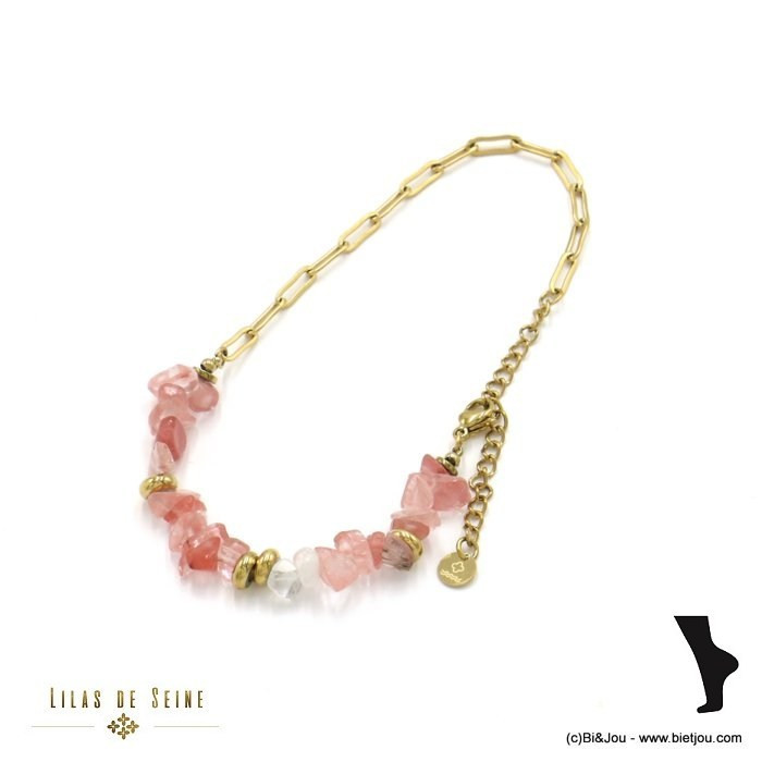 chaine de cheville acier inoxydable éclats pierre femme 0222143 chaine de cheville acier inoxydable éclats pierre femme 0222143