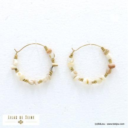 boucles d'oreille créoles nacre acier inoxydable femme 0322093