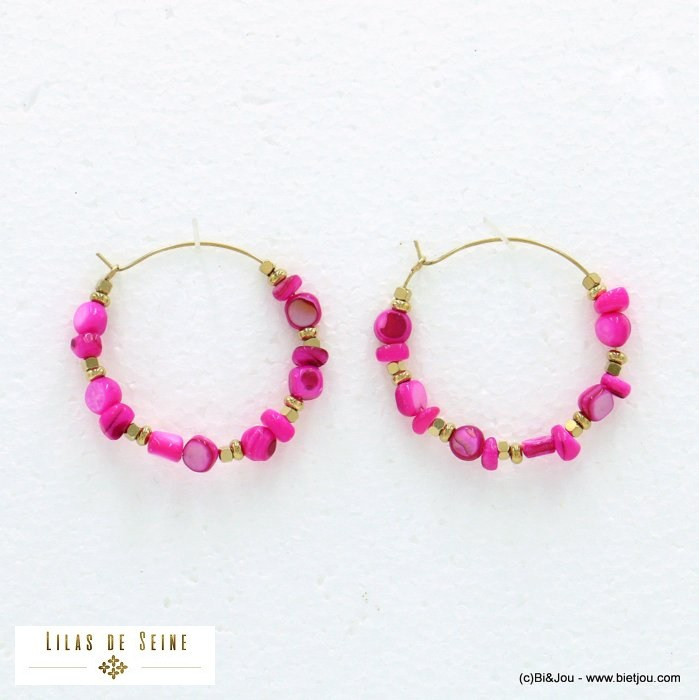 boucles d'oreille créoles nacre acier inoxydable femme 0322093 boucles d'oreille créoles nacre acier inoxydable femme 0322093