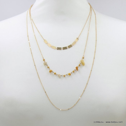 collier layering minimaliste chips pierre cristal métal femme 0122108
