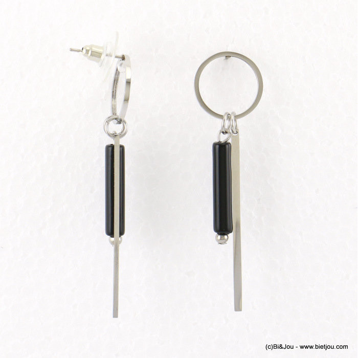 boucles d'oreille acier inoxydable géométrique anneau tige femme 0317686 boucles d'oreille acier inoxydable géométrique anneau tige femme 0317686