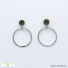 boucles d'oreille acier inoxydable minimaliste disque strass anneau femme 0319591