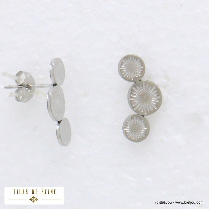 boucles d'oreille acier inoxydable minimaliste soleil femme 0321038