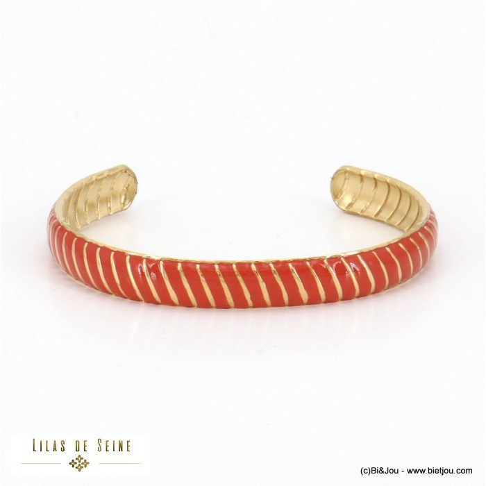 bracelet jonc ouvert acier inoxydable vintage résine époxy femme 0222522