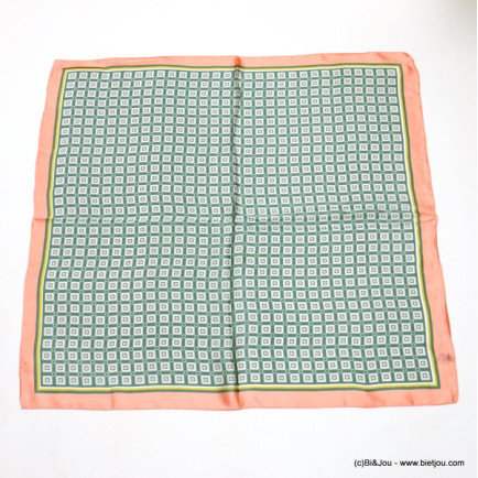 carré satin motif géométrique vintage touché soie polyester femme 0722514