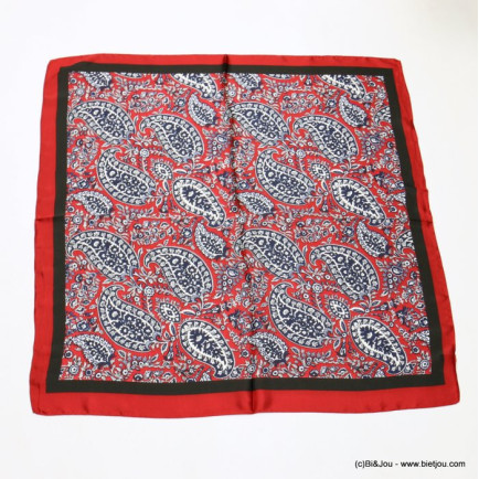 carré effet satiné motif cachemire vintage touché soie polyester femme 0722515