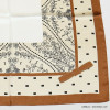 carré satin motif fleur feuille touché soie polyester femme 0722504 marron