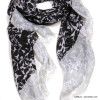 foulard bicolore motif fleurs femme 0722503 noir
