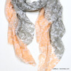 foulard bicolore motif fleurs femme 0722503 gris clair